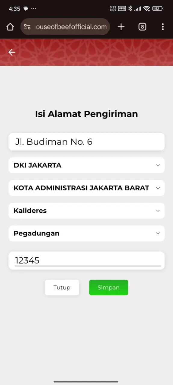 ProjectDetails.houseofbeef.screenshots.checkout.title